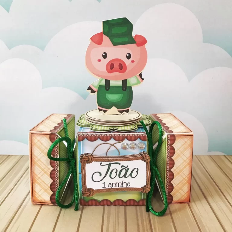 Moldes práticos de scrapfesta para centro de mesa dos Três Porquinhos em Studio e PDF.