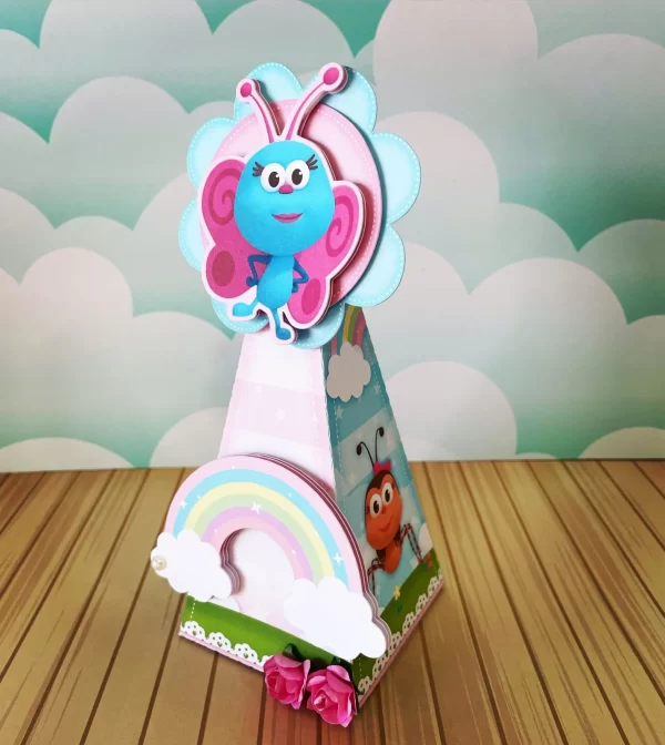 Arquivo digital para imprimir e cortar em casa centro de mesa e topper do tema infantil Bichikids.