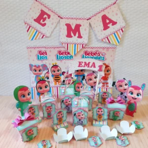 Centro de mesa para decoração de festa infantil tema Cry Babies em arquivo digital de corte.
