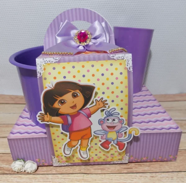 Lembrancinha de mesa infantil da Dora Aventureira pronta para impressão em Studio e PDF.