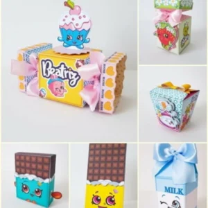 Centro de mesa para decoração de festa infantil tema Shopkins em arquivo digital de corte.