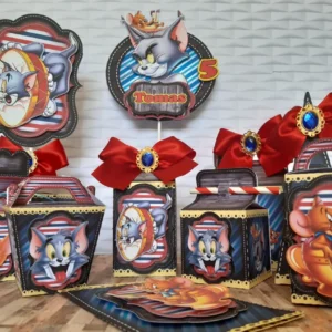 Moldes de cachepô e enfeite de mesa de Tom e Jerry nos formatos Studio, PNG e PDF.