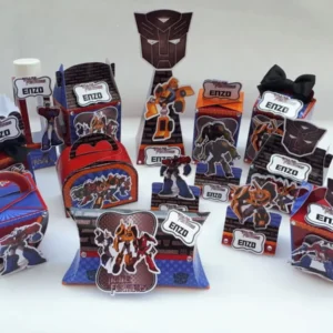 Moldes de cachepô e enfeites de robôs no tema Transformers em Studio e PDF.