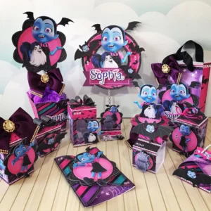 Enfeites decorativos de mesa da Vampirina para recortar em Studio, PNG e PDF.