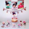Centro de mesa estruturado com a Vanellope do Detona Ralph para decoração de festas em formato Studio e PDF.