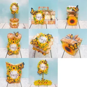 Kit de personalizados e topper para decoração de festa tema Girassol em arquivo digital.