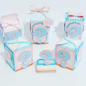 Moldes digitais em alta resolução do tema Chá Revelação para papelaria personalizada e decoração de festa.