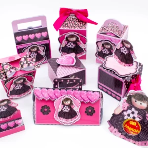 Kit de personalizados e topper para decoração de festa infantil tema Bonecas em arquivo digital.