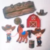 Arquivo digital para imprimir e cortar em casa decoração de festa e topper do tema Cowboy Infantil.