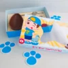 Arquivo digital com moldes de coelhinhos, ovos decorados e o boneco do Luccas Neto prontos para imprimir e recortar manualmente.