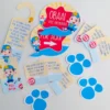 Topper de bolo com o Luccas Neto usando orelhas de coelho ao lado de ovos de Páscoa coloridos e pegadas de coelhinho em camadas tridimensionais para decoração de festa em arquivo digital de corte.