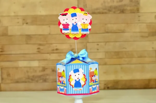 Caixinhas personalizadas dos Três Porquinhos prontas para recorte em Studio e PDF.