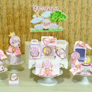 Projeto digital de personalizados no tema Ovelhinha Menina configurado para o programa Silhouette Studio.
