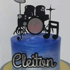 Topper de bolo com instrumento de bateria para decoração de festas em formato digital Studio.