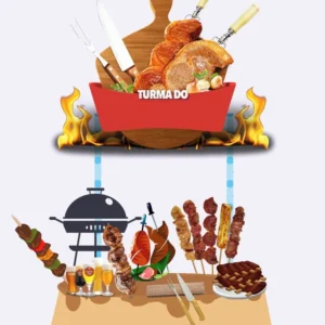 Moldes digitais de topo de bolo no tema churrasco para Silhouette Studio.