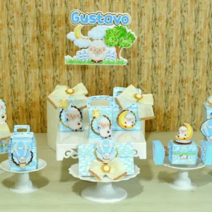 Caixinhas personalizadas para decoração no tema Ovelhinha prontas para recorte nos formatos Silhouette Studio e PDF.