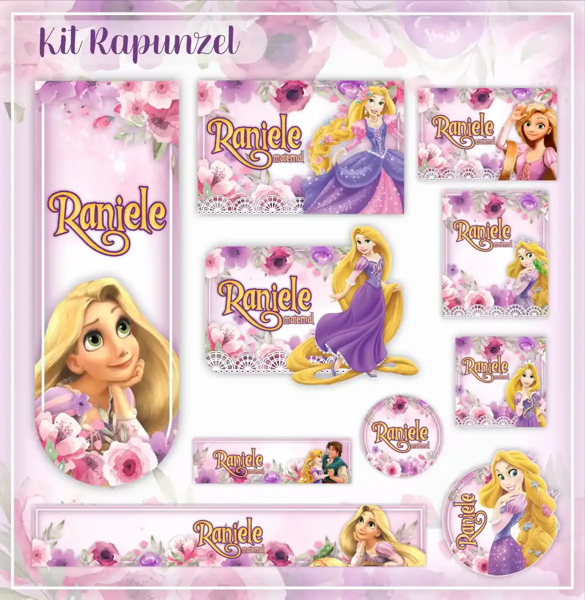 Etiqueta Escolar para Menina: 10 Modelos Kit Digital Editável