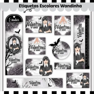 Etiqueta Escolar Wandinha Studio, Png, Cdr e Pdf