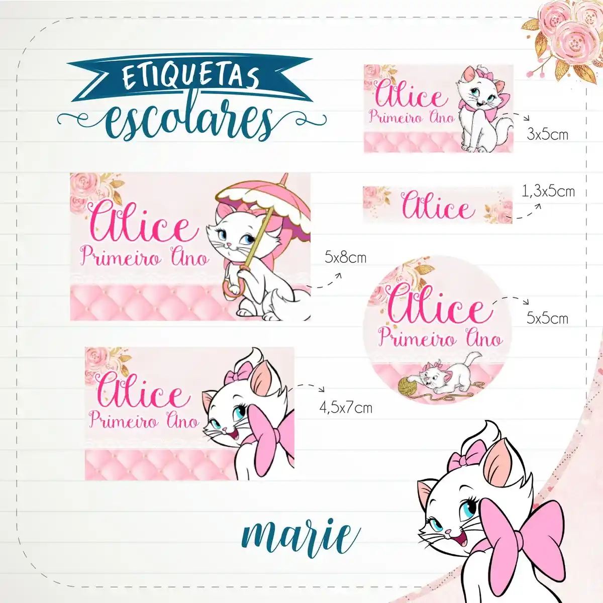 Etiqueta da gatinha marie studio e pdf