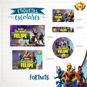 Etiqueta escolar fortnite para imprimir