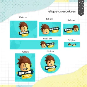 Etiqueta escolar para editar e imprimir roblox