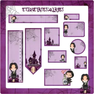 Etiqueta escolar personalizada wandinha studio