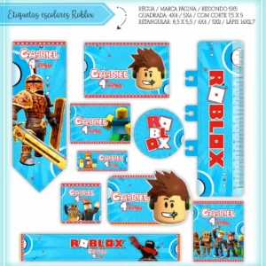 Etiqueta escolar tema roblox para imprimir