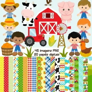 Fazendinha Pack Papel Digital e Clipart Png