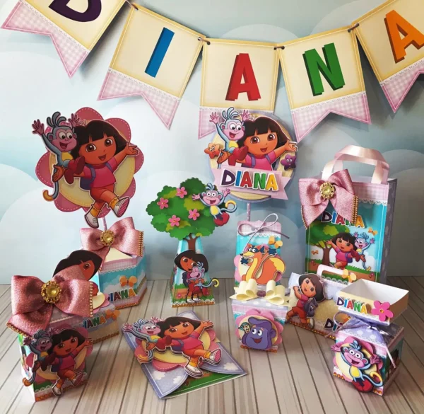 Kit digital de personalizados infantis para Festa Dora a Aventureira em Studio e PDF.