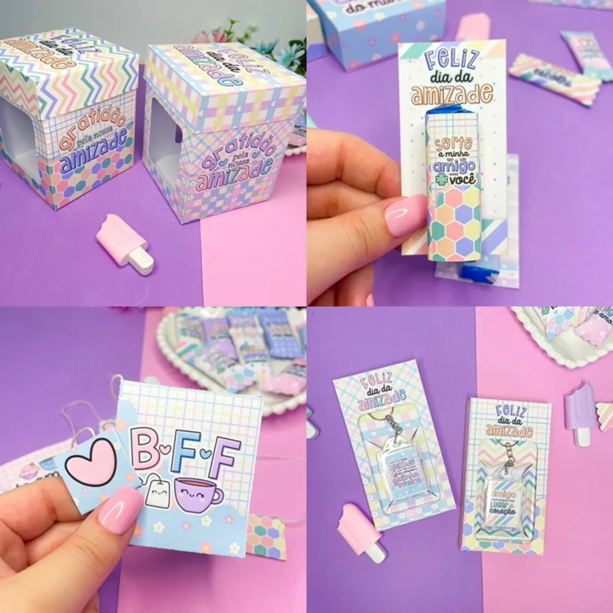 Kit digital de personalizados e mimos para o Dia do Amigo nos formatos Studio, PNG e PDF.