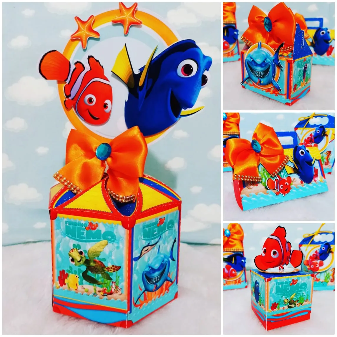 Topper de bolo para decoração de festas com o tema Procurando Nemo em formato Studio.