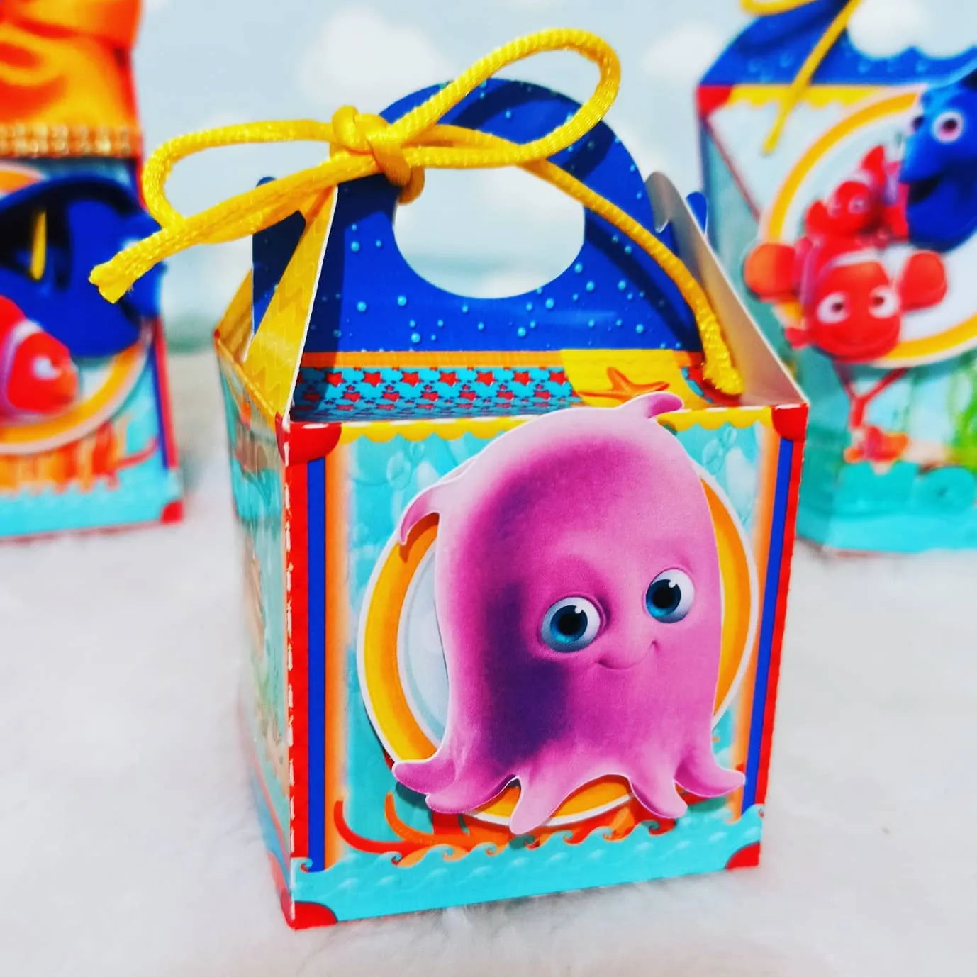 Moldes digitais para papelaria de festa e decoração com tema Procurando Nemo.