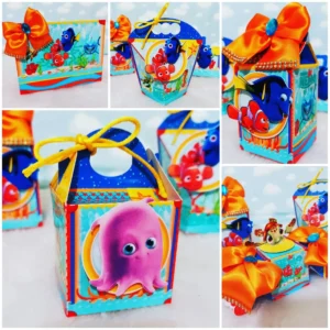 Decoração de festa infantil tema Procurando Nemo com topper de bolo personalizado em arquivo digital.