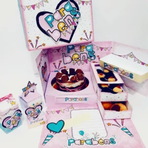 Moldes práticos de scrapfesta para festa na caixa de aniversário em formato Studio e PDF.