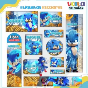 Tag escolar tema sonic studio, png, cdr e pdf