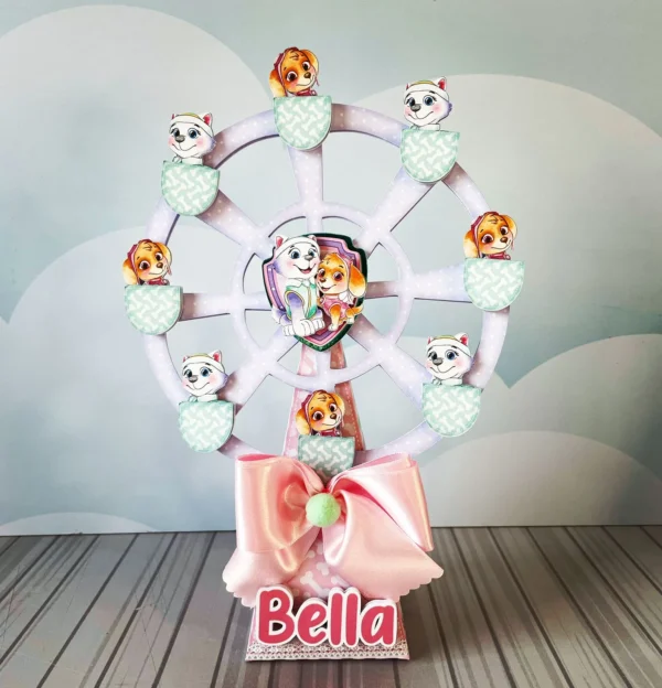 Arquivo digital para imprimir e cortar em casa decoração de festa e topper do tema Skye e Everest da Patrulha Canina.