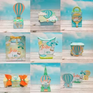 Kit digital de personalizados de balão de ar quente para menino nos formatos Studio e PDF.