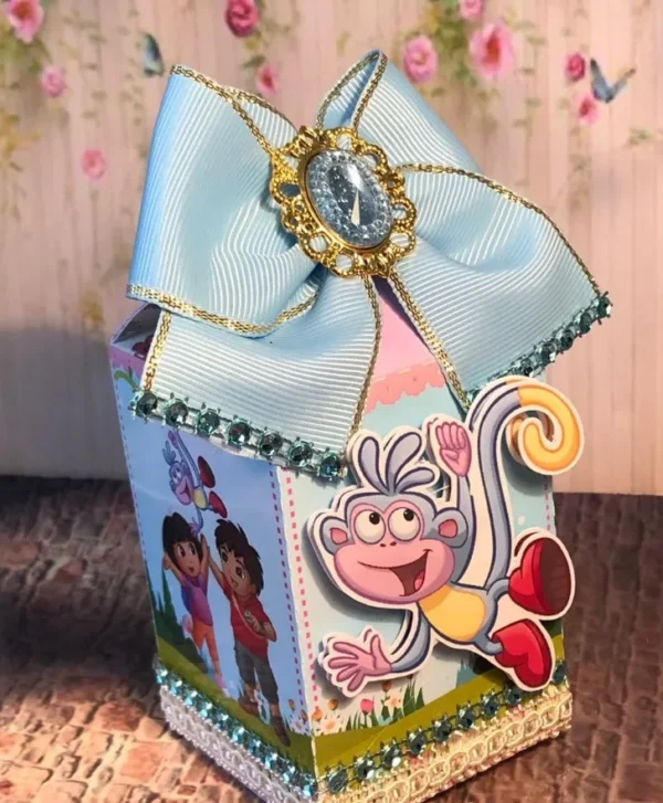 Caixinhas personalizadas da Dora Aventureira prontas para impressão e corte em Studio e PDF.