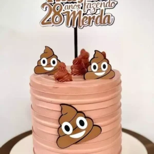 Topper de bolo divertido do emoji cocozinho para decoração de festas em formato digital Studio.