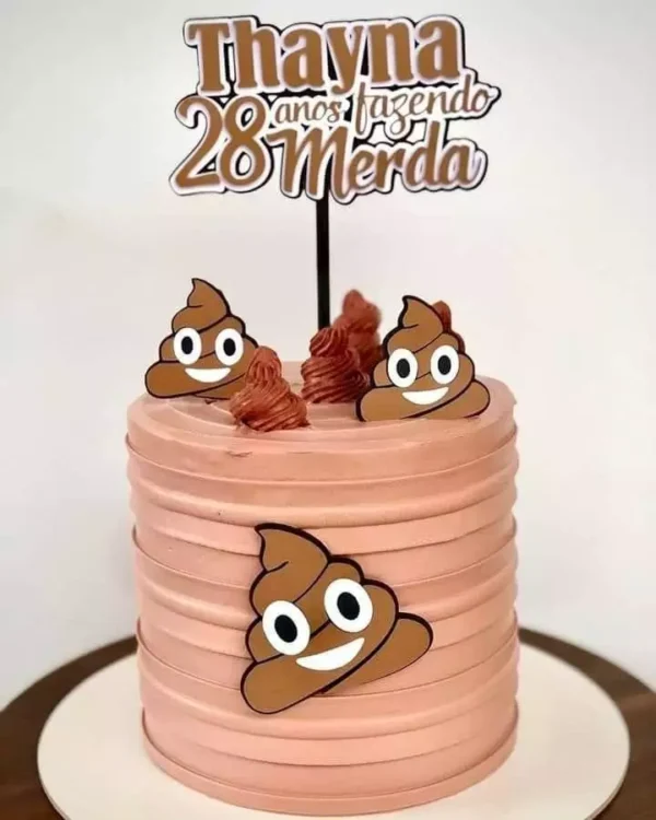 Topper de bolo divertido do emoji cocozinho para decoração de festas em formato digital Studio.