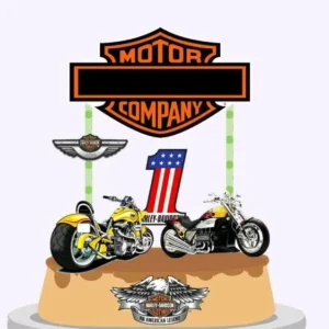 Arquivo digital de topo de bolo de moto Harley Davidson em camadas para o Silhouette Studio.