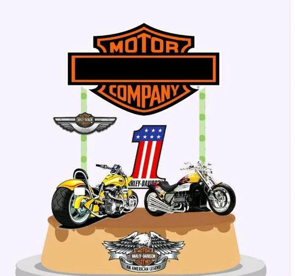 Arquivo digital de topo de bolo de moto Harley Davidson em camadas para o Silhouette Studio.