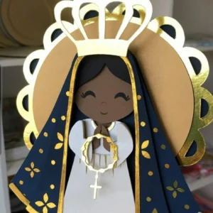 Arquivo digital de topo de bolo religioso de Nossa Senhora Aparecida configurado para Silhouette Studio.