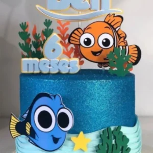 Topper de bolo Procurando Nemo em camadas para Silhouette Studio, ideal para decoração e temas de festas infantis
