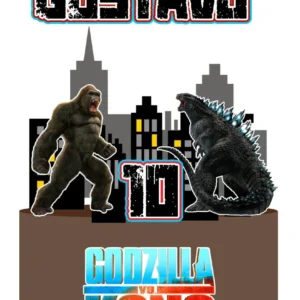 Topo de Bolo Tema Godzilla Vs Kong Studio