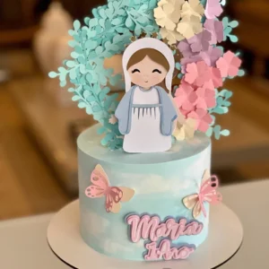Arquivo digital de topo de bolo de Nossa Senhora Aparecida em camadas para o programa Silhouette Studio.