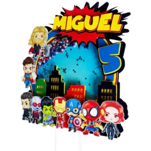 Arquivo digital de topo de bolo dos Super-Heróis em camadas para o programa Silhouette Studio.