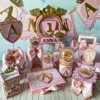 Kit de artes e moldes de caixas para doces de aniversário infantil de Realeza. Arquivo digital em alta qualidade nos formatos Studio, PNG e PDF.