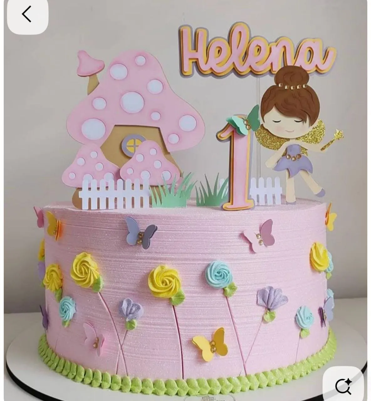 Topper de bolo personalizado com fada delicada, flores e borboletas. Arquivo de corte digital para Silhouette Studio para decoração de festa.