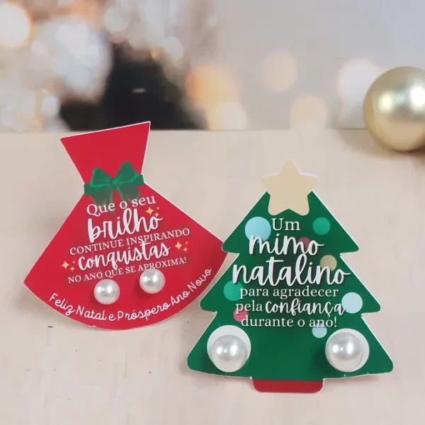 Cartões personalizados para bijuterias com ilustrações de Papai Noel e boneco de neve. Arquivo digital em alta qualidade nos formatos PNG e PDF.